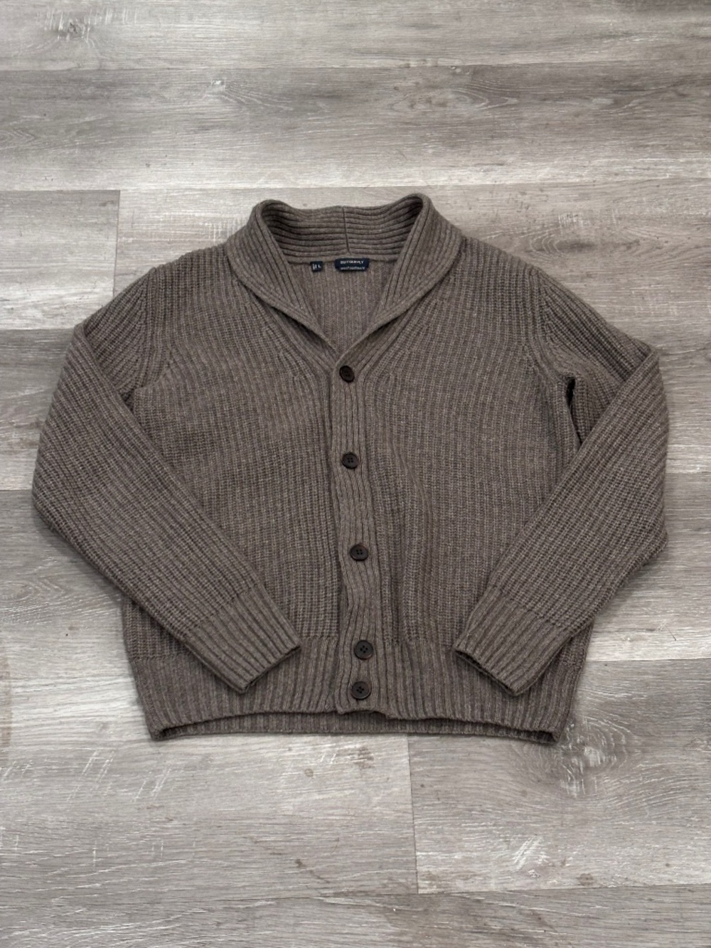 Suitsupply Cashmere Wool Cardigan Shawl Collar Sweater Knit Ribbed Gray Mens L